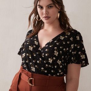 Floral Print Wrap Blouse